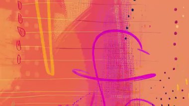 Soyut el boyası arka plan pembe ve deniz mavisi çizgileri, organik karalama çizgileri ve desenli boya katmanları, anlamlı psikedelik grunge tarzı, modern animasyon sanat arkaplanı