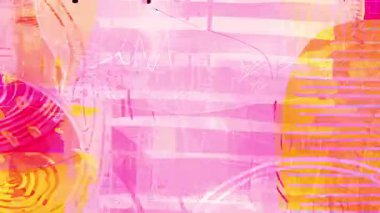 Yumuşak pembe soyut arkaplan, el çizimi çizimleri, anlamlı boya katmanları, kaba analog doku, karışık medya kolajı yüzeyi, nazik sanatsal animasyon dokusu