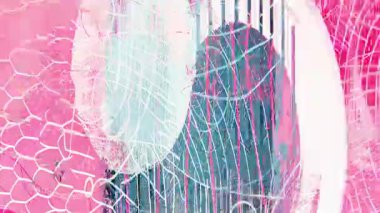 Açık pembe soyut grunge arkaplan, beyaz el çizimi desenler, kaba analog boya deseni, katmanlı karışık medya yüzeyi, anlamlı minimalist sanat animasyon dokusu