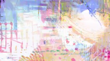 Pastel soyut grunge arkaplan, katmanlı el boyası dokuları, yumuşak analog kolaj yüzeyi, karalama çizgileri ve grafik işaretleri, anlamlı karışık medya sanatı, hafif animasyon doku arka planı