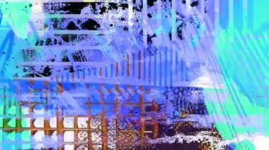 Mavi soyut grunge arkaplan, kalın dikey boya çizgileri, kaba analog fırça dokusu, katmanlı karışık medya yüzeyi, anlamlı sanatsal izler, serin tonlu animasyon dokusu