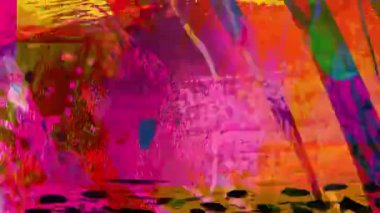 Turuncu morumsu grunge arka plan, anlamlı el çizimi boya şekilleri, kaba analog doku, kaotik karışık medya yüzeyi, kalın fırça darbeleri, psikedelik sanatsal animasyon dokusu