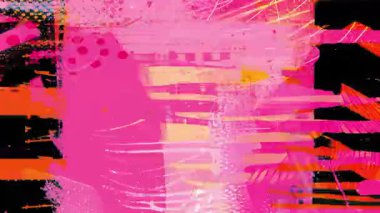 Pembe soyut grunge arkaplan, katmanlı el çizimleri, analog desenli fırça izleri, karalama çizgileri ve kaba şekiller, anlamlı karışık medya yüzeyi, canlandırılmış sanat dokusu