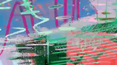 Yeşil pembe soyut arkaplan, katmanlı analog boya darbeleri, el çizimi grafik çizgiler, grunge karışık medya dokusu, psikedelik sanat yüzeyi, anlamlı animasyon arkaplanı