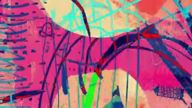 Renkli soyut karalama arka planı, el çizimi şekiller ve noktalar, oyuncu analog boya vuruşları, karalama çizgileri, canlı karışık medya dokusu, anlamlı sanat yüzeyi, canlandırılmış yaratıcı zemin