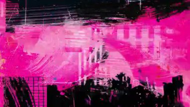 Kalın fırça darbeleriyle koyu pembe grunge soyut arka plan, sıçrama desenleri, katmanlı boya örtüsü ve anlamlı karışık medya kompozisyonu