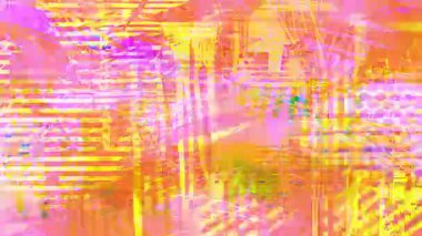 Katmanlı fırça darbeleri, neon karalamalar, karışık medya kolajı dokusu, geometrik şekiller, grafik desen, renkli grunge kompozisyonu ile canlı turuncu pembe soyut sanat arka planı