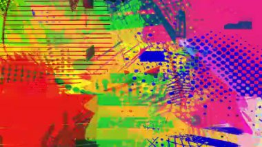 Sıcak turuncu renk bozulması arka planı, çapraz çizgili örtüler, şebeke çizgileri, kaotik fırça darbeleri, karanlık karışık medya kolajı, katmanlı boya sıçraması, soyut bozulma kompozisyonu, hareketli grunge arkaplanı