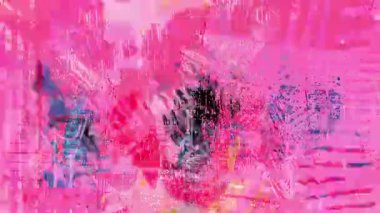 Pembe Grunge Karışık Medya Arkaplanı Siyah Fırça Vuruşları, Dikey Çizgiler, Soyut Doodle İşaretleri, Boya Doku Katmanları ve Şehir Hareketi Grafiksel Desenli