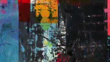 Kırmızı neon aksanlı kara siber arkaplan, katmanlı tipografi parçaları, sıkıntılı doku ve kentsel dijital gürültü örtüsü