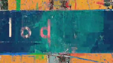 Teal ve sarı şehir grunge dokusu katmanlı boya blokları, sıkıntılı sokak sanatı arka planı, kalın soyut renk kontrastı ve aşınmış kaplama ile endüstriyel yüzeyi çizdi