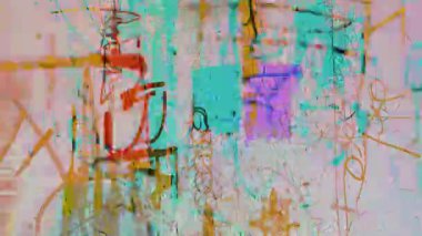 Renkli arıza soyut arkaplan turuncu ve yeşil boya darbeleri, katmanlı karalamalar, grunge dokusu, kaotik karışık medya yüzeyi, canlı sıkıntılı kaplama