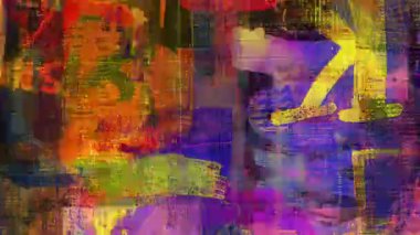 soyut renkli grunge dokusu, katmanlı karışık medya kolajı, canlı mor mavi boya blokları, kaba fırça darbeleri, sıkıntılı yüzey, analog ses dokusu, çizik boya katmanları, kentsel endüstriyel baskı tarzı,