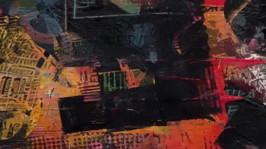 Siyah grunge doku arka plan, kaba boyanmış yüzey, derin çizikler, kirli analog gürültü, yıpranmış endüstriyel tuval, zarar görmüş koyu renk kaplama, sıkıntılı soyut zemin, ham madde animasyonu