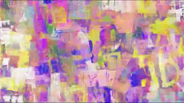 Renkli soyut grunge kolajı arka plan, katmanlı boya dokuları, sıkıntılı karışık medya yüzeyi, analog gürültü, çizik tuval, kaotik sanatsal kompozisyon