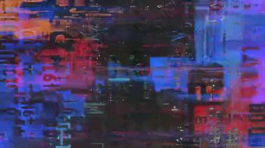 Katmanlı dijital gürültü, bozuk metin parçaları, renk karışıklığı, bozuk veri kalıpları, analog video hasarı, siber grunge arkaplan, kaotik sinyal bozulması, bozuk ekran efekti içeren soyut koyu renk bozulması