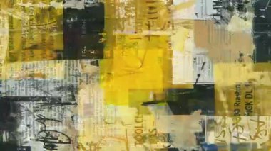 Grunge kağıt dokusu arka plan, sarı gazete bloğu kolajı, yırtık editör baskısı katmanları, sıkıntılı baskı yüzeyi, eski baskı parçaları, kirli analog ses dokusu, aşınmış endüstriyel kağıt arka plan