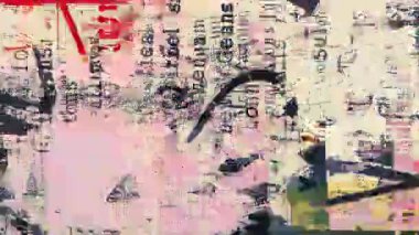 Soyut karışık medya kolajı dokusu, kaotik mürekkep darbeleri, kaba kağıt katmanları, anlamlı çizikler, sıkıntılı boya izleri, analog gürültü, kentsel grunge arka planı, hasarlı yüzey, el çizgileri, deneysel baskı dokusu