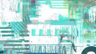 Parlak cyan arızası soyut arkaplan, dijital kolaj dokusu, bozuk bloklar, veri parçaları, endüstriyel katmanlar, bozuk grafikler, yüksek kontrast gürültü, karışık medya yüzeyi, kırık arayüz estetiği, deneysel teknoloji dokusu