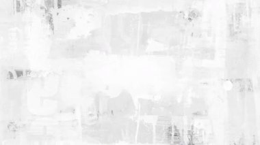 Minimum beyaz grunge doku arka plan, soluk soyut boya katmanları, yumuşak sıkıntılı yüzey, ince çizikler ve lekeler, yırtık kağıt parçaları, analog ses dokusu, hafif endüstriyel kolaj, aşınmış alçı duvar estetiği, hasarlı tuval görünümü