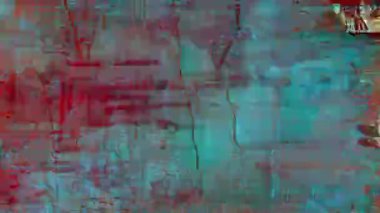 Kırmızı ve cyan boya katmanlı soyut grunge sanat dokusu, sıkıntılı yüzey, tırmalanmış fırça darbeleri, kaba tuval arkaplan, hasarlı poster görüntüsü, analog gürültü, retro renk dengesi, kaotik boya izleri, kentsel kolaj tarzı, kirli duvar estetiği