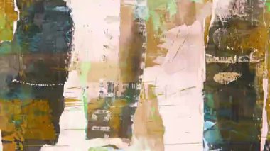 Grunge kolaj animasyon dokusu, yırtık kağıt katmanları, sıkıntılı poster yüzeyi, soyut karışık medya arkaplanı, kaba boya darbeleri, klasik baskı hasarı, gürültü objeleri, kirli kağıt dokusu, analog sanat hareketi grafiği