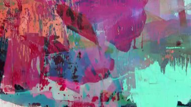 Soyut grunge kolajı, renkli katmanlı boya, yırtık kağıt parçaları, kırmızı ve turkuaz fırça darbeleri, sıkıntılı poster yüzeyi, kaotik karışık medya kompozisyonu, çizikler, lekeler, gürültü, kentsel sanat dokusu,