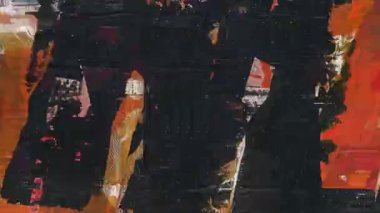 Siyah turuncu grunge dokusu, soyut kentsel kolaj arka planı, ağır boya katmanları, sıkıntılı çizik yüzey, endüstriyel karışık medya bileşimi