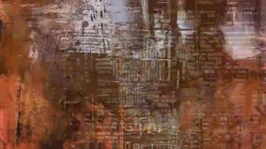 Kahverengi grunge tipografi dokusu, yoğun gazete kolajı arka planı, sıkıntılı şehir yüzeyi, çizik boya izleri, soyut klasik medya kompozisyonu