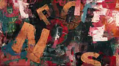 Kırmızı ve yeşil grunge tipografi kolajı, kaotik kentsel harf parçaları, sıkıntılı poster dokusu, soyut sokak sanatı arka planı, çizilmiş boya yüzeyi, katmanlanmış karışık medya kompozisyonu