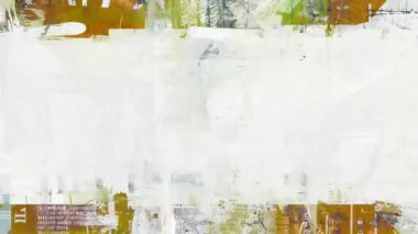 Beyaz grunge çerçeve dokusu, soyut kağıt kenar arkaplan, sarı ve yeşil kolaj kenarları, sıkıntılı duvar yüzeyi, karışık medya arkaplanı, klasik poster hasarı efekti