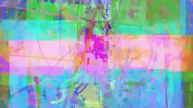 Parlak neon pastel, karalama çizgileri, katmanlı boya dokuları, pembe cyan yeşil bloklar, anlamlı vuruşlar, karışık medya kentsel sanat arka planı