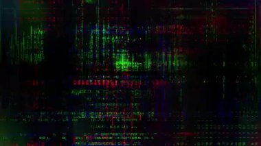 RGB hata matris dokusu, yeşil ve kırmızı dijital parazit, veri bozulması arka planı, dikey çizgilerle çok renkli ses örtüsü