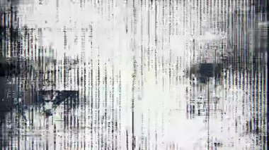 Yüksek kontrastlı arkaplan hatası, beyaz ve siyah dikey bükülme çizgileri, ağır tarama hattı paraziti, soyut dijital ses dokusu