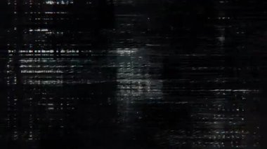 Karanlık bozulma dokusu arka plan, siyah dijital gürültü, yatay bozulma çizgileri, ince ışık çizgileri, derin gölge müdahalesi, soyut teknolojik statik kaplama