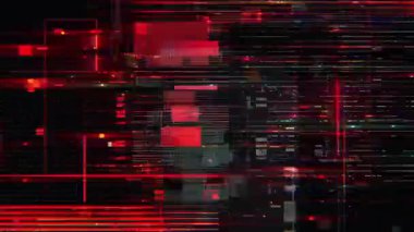 Yatay tarama çizgileri, piksel gürültü bozulması, siber veri parçaları, soyut teknoloji arka planı, bozuk ekran paraziti