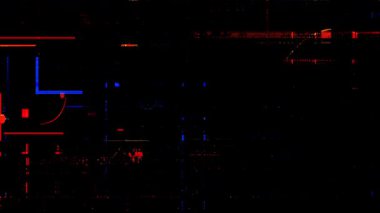 Kırmızı mavi pikselli siyah dijital arkaplan, neon veri çizgileri, siber parazit ızgarası, yatay tarama bozulması, RGB ışık parçaları, fütüristik teknoloji dokusu, koyu soyut matris deseni