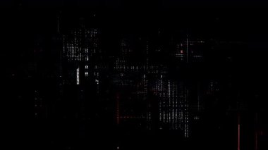 Siyah dijital arkaplan, kırmızı neon aksanlı, pikselli kümeler, parçalanmış sinyal blokları, siberpunk teknoloji çarpıtma dokusu, karanlık endüstriyel parazit deseni