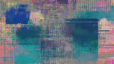 Grunge dijital parazit dokusu Cyan kırmızı matris gürültüsü ile, sıkıntılı şebeke örtüsü, bozuk veri blokları, piksel parçalanması, analog bozulma, hasarlı ekran efekti ve siber punk sinyal gürültüsü ile endüstriyel teknoloji arka planı