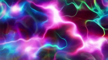 Soyut sıvı neon plazma enerji akışı, parlayan pembe yeşil organik ışık dalgaları, düz şekil değiştirme, canlı psikedelik hareket, hafif ışık gradyanı, sıvı VJ döngü animasyonu
