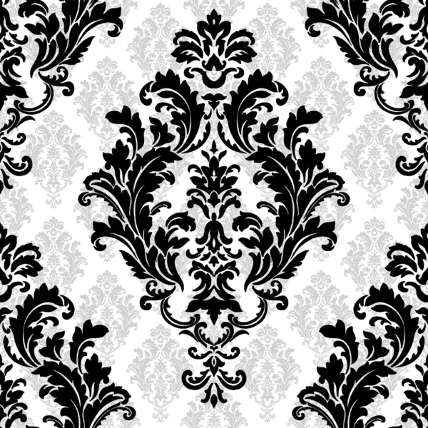 Black White Seamless Pattern Classic Damask — ストック写真