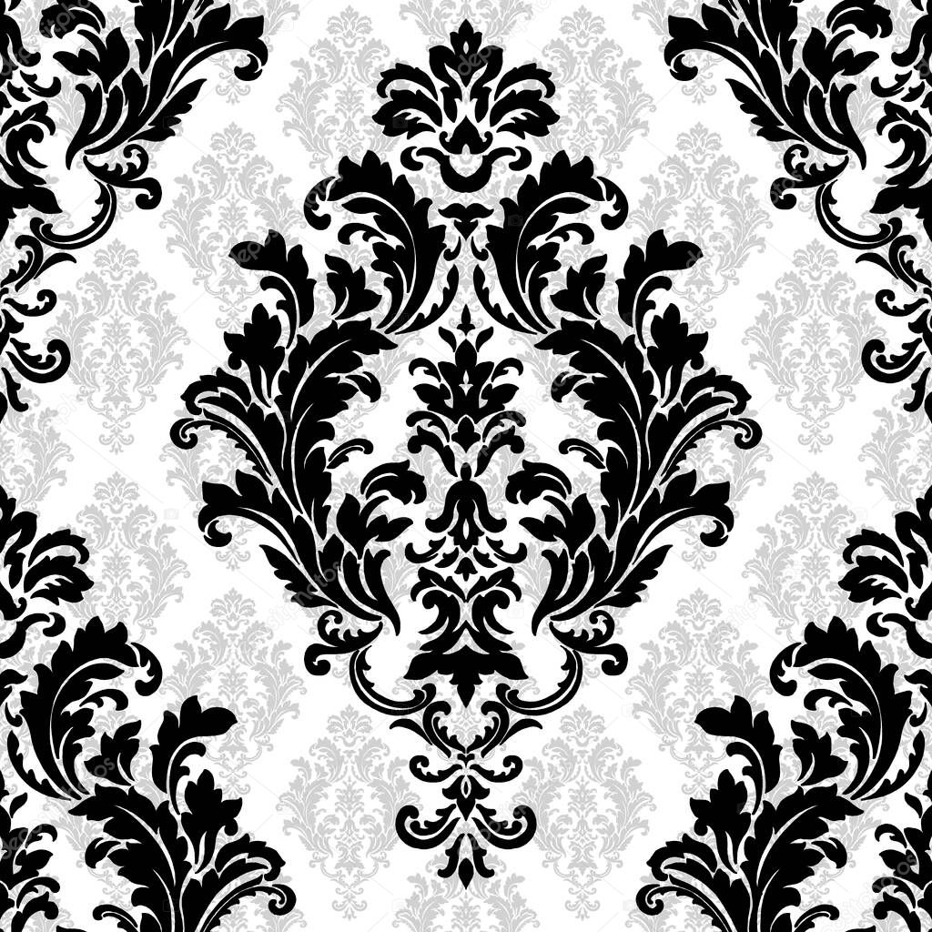 black and white seamless pattern classic damask