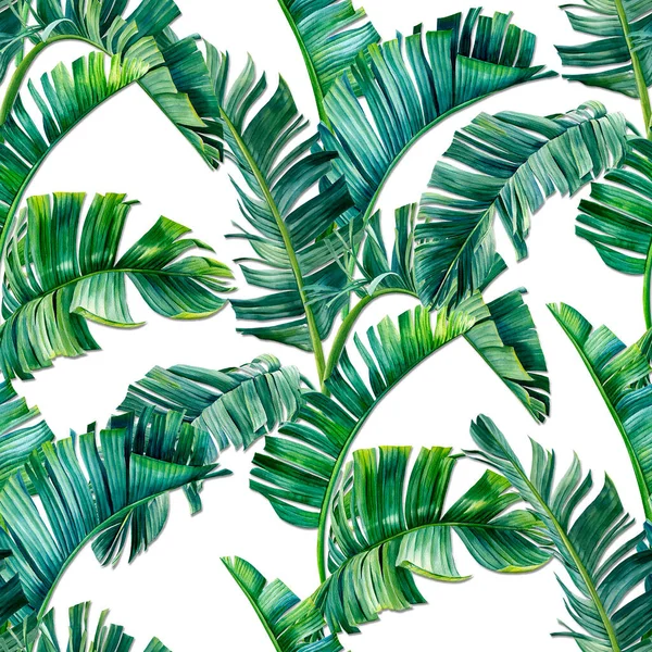 Diseño Inconsútil Tropical Textil Hojas Selva — Foto de Stock