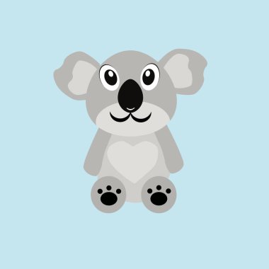 Koala. Doğu Avustralya ormanlarına özgü bir keseli ayı. Yumuşak oyuncak. Kartvizit, simge, duvar kağıdı tasarımı için kullanılabilir.