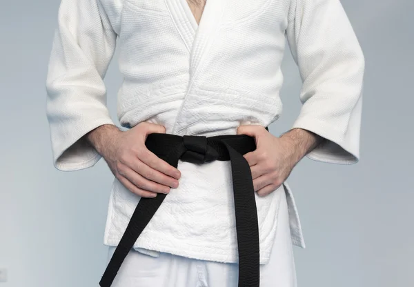Mestre de artes marciais com faixa preta — Fotografia de Stock