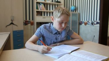 Sevimli sarışın genç çocuk çalışma