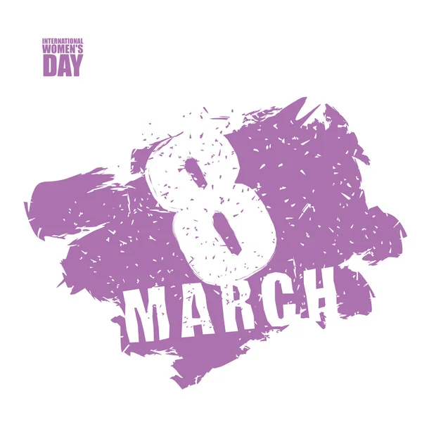 8 March. Sign in grunge style. Smear brush. International womens — 스톡 벡터