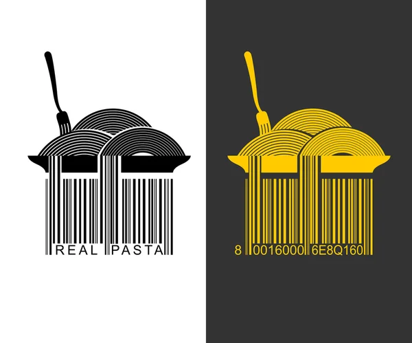 Spaghetti bar code. EAN-13 barcode pasta. Creative mark for pack — Stock Vector