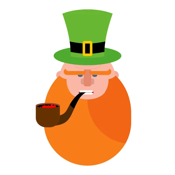 Kızıl Sakallı leprechaun. Kızgın leprechaun portresi. Boru bir — Stok Vektör