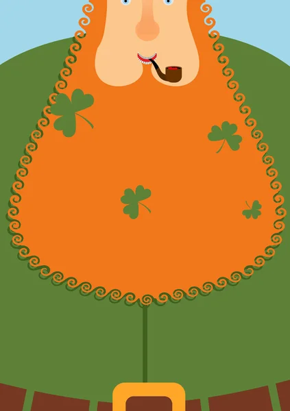 Goede Leprechaun.. Portret van vrolijke oude man met rode baard. G — Stockvector